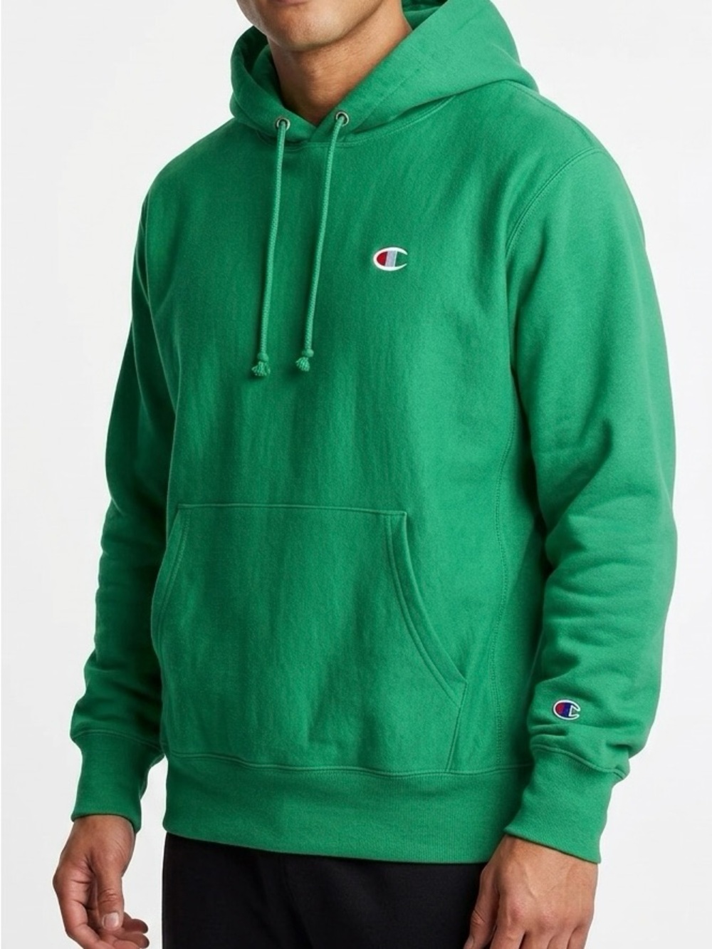 Champion Reverse Weave Kelly Green Hoodie Large Elevated Casual Sporty Prep